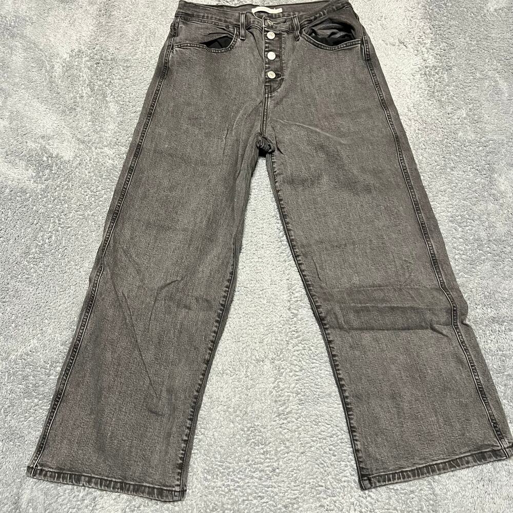 Levis Jeans Womens 30 Mile High Cropped Wide Leg Exposed Button Fly Baggy